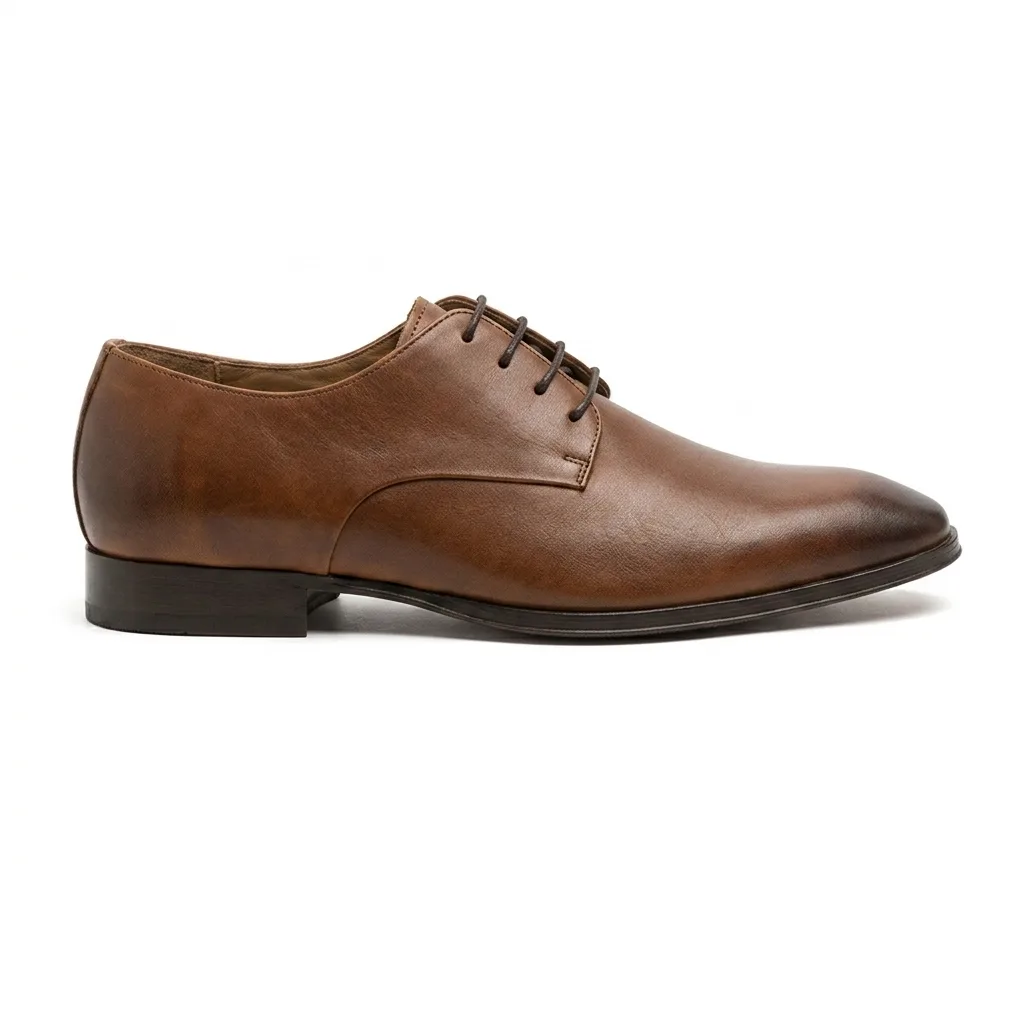 Derby en cuir brun pour homme — Chaussures Hervé