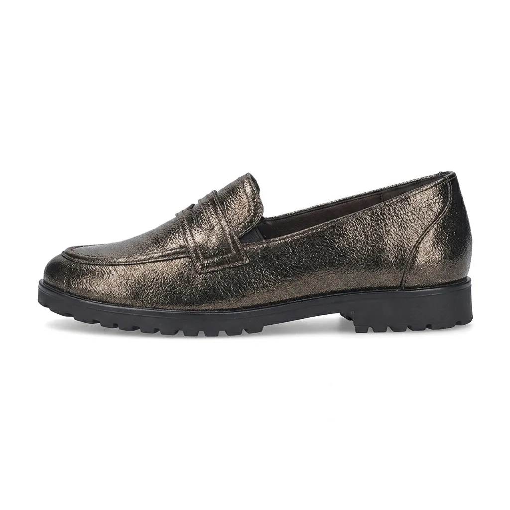 Mocassin Bronze Métallisé Scintillant pour femme — Chaussures Hervé Clichy