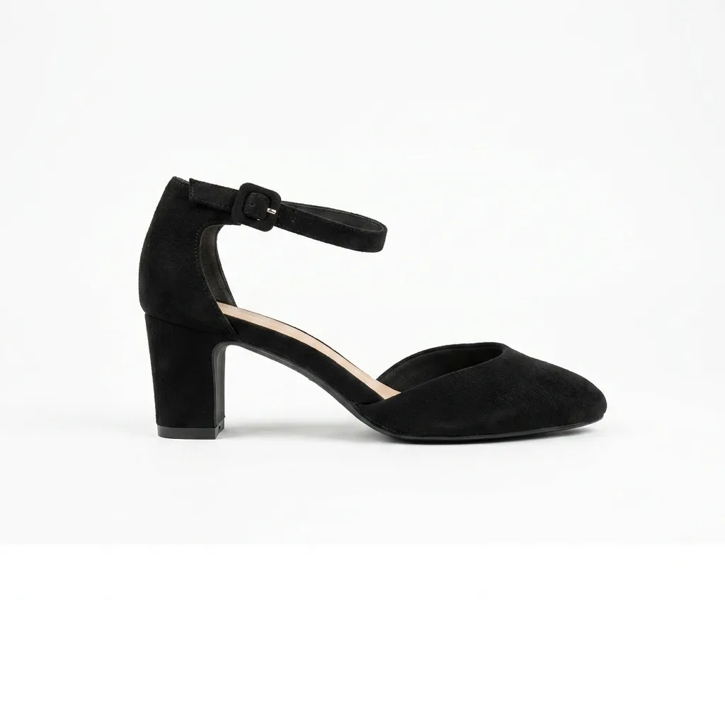 Sandale Talon Carré Noir Suédé pour femme — Chaussures Hervé Clichy